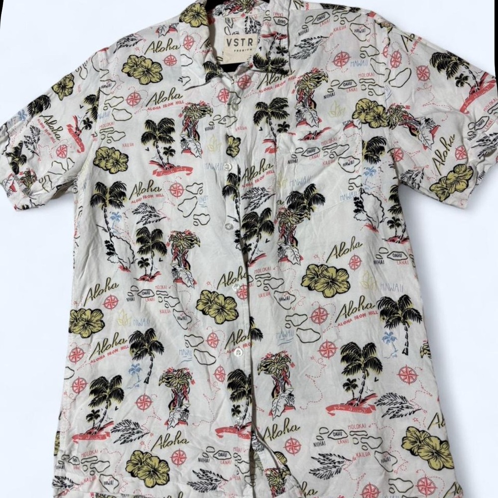 VSTR - Men's Aloha Print Shirt - White size L